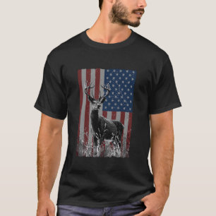 Camiseta Caza de Ciervos Naturaleza Cazador Gráfico Bandera