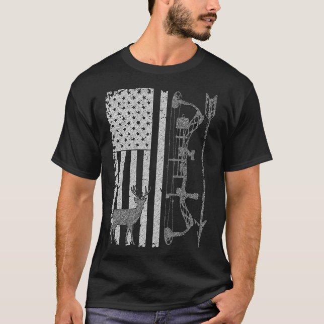 Camiseta Caza de ciervos norteamericanos con bandera de caz (Anverso)