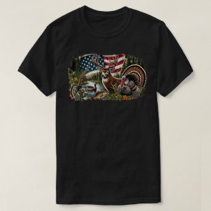 Camiseta Caza de Ciervos Pesca de Pato Bandera de EE. UU. 