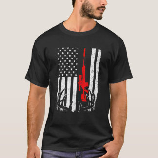 Camiseta Caza de ciervos Retro Cazador Patriótico Estados U