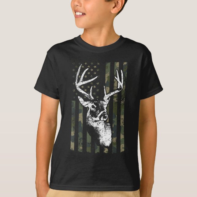Camiseta Caza de ciervos Whitetail Buck en EE.UU. Camuflage (Anverso)