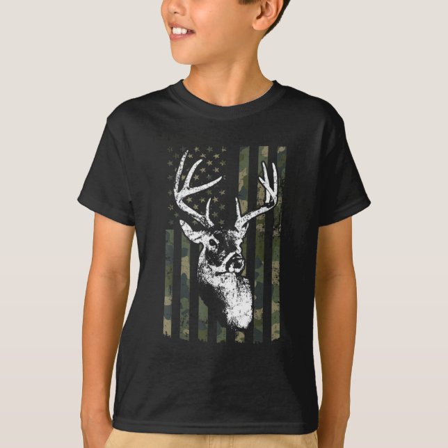 Camiseta Caza de ciervos Whitetail Buck en EE.UU. Camuflage (Anverso)