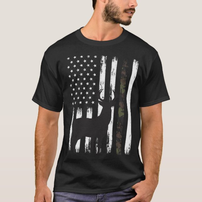 Camiseta Caza de ciervos Whitetail Cazador Buck Camo Americ (Anverso)
