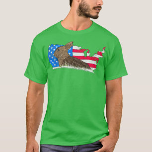 Camiseta Caza de conejo raqueta de nieve enarbolar bandera 