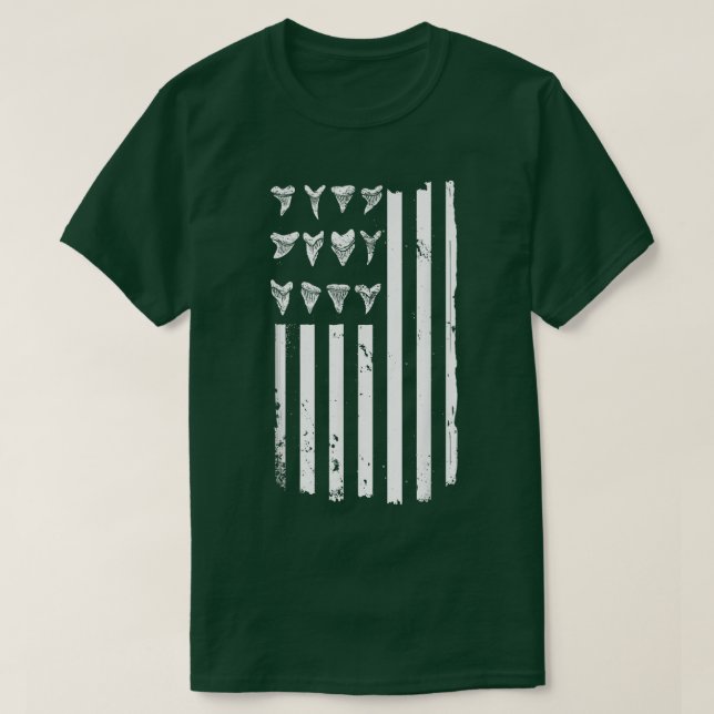 Camiseta Caza de dientes de tiburón diseño de bandera estad (Diseño del anverso)