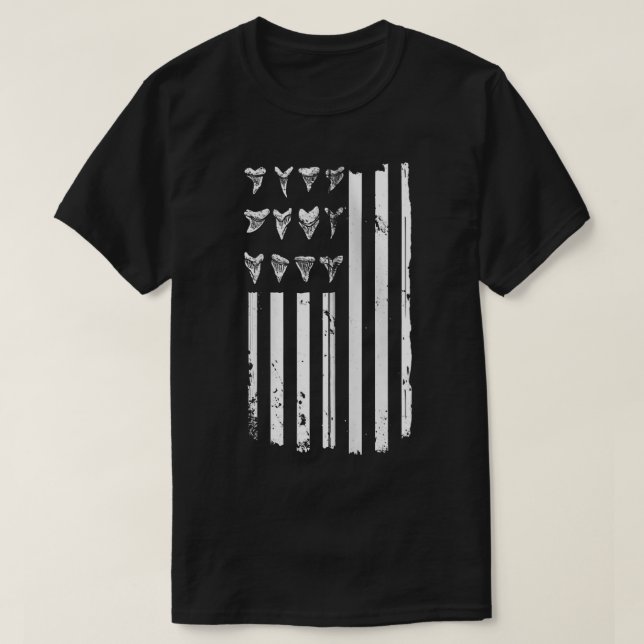 Camiseta Caza de dientes de tiburón diseño de bandera estad (Diseño del anverso)