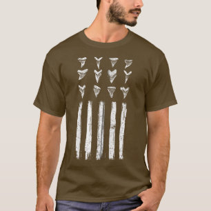 Camiseta Caza de dientes de tiburón Diseño de la Bandera de