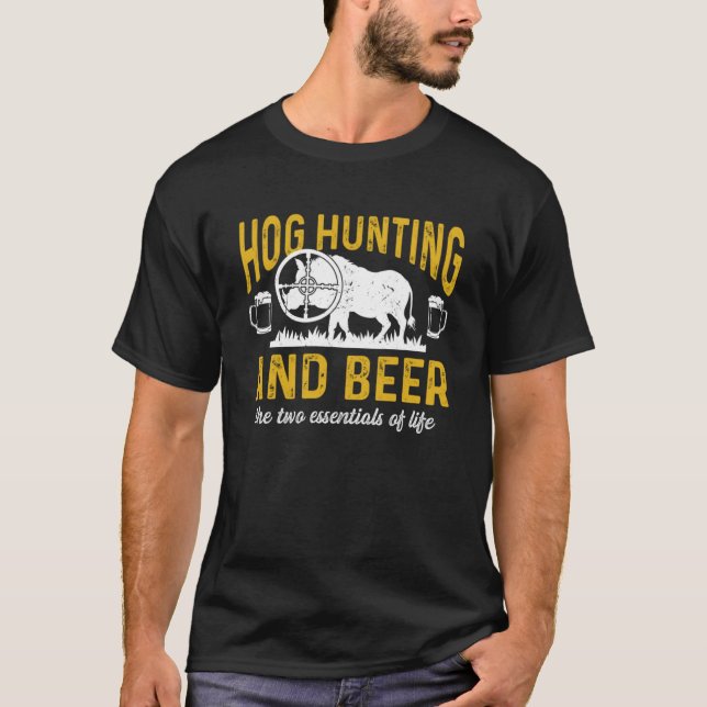 Camiseta Caza de garzas a papá cazador y cerveza los dos el (Anverso)