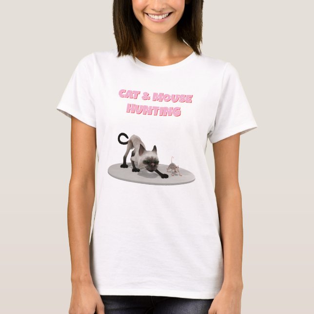 Camiseta Caza de gato y ratón. gato y ratón personalizado (Anverso)