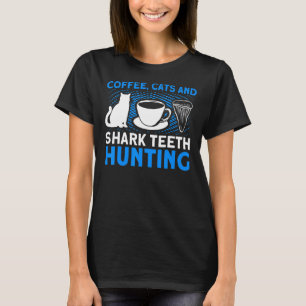 Camiseta Caza De Gatos De Café Y Dientes De Tiburón
