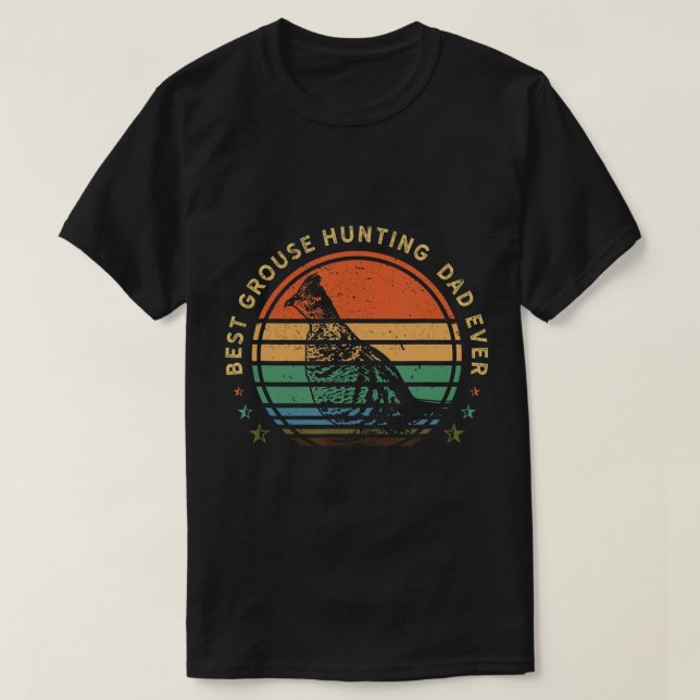 Camiseta Caza de hombres Ruffed Grouse pájaro- retro MMO pu (Diseño del anverso)