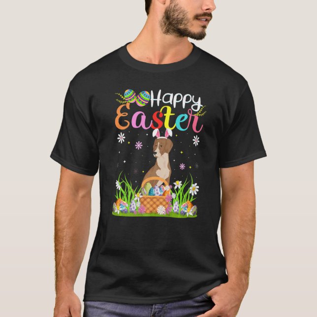 Camiseta Caza de huevo de conejo de perro sangriento feliz  (Anverso)