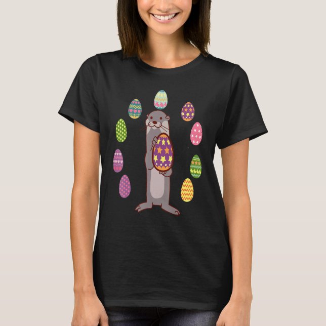 Camiseta Caza de huevos de Otter Día de Pascua Chica de ani (Anverso)