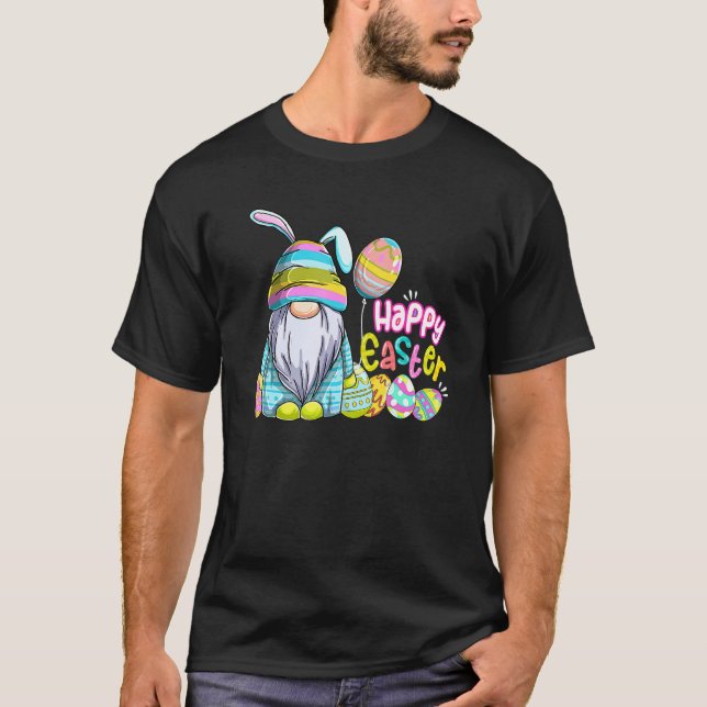 Camiseta Caza de huevos de Pascua de Bunny Gnome Feliz Gust (Anverso)