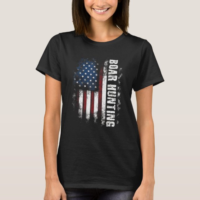 Camiseta Caza de jabalíes Bandera Americana Boars Hunter (Anverso)