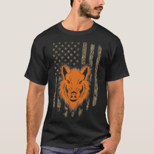 Camiseta Caza de jabalíes, bandera estadounidense de Hog H