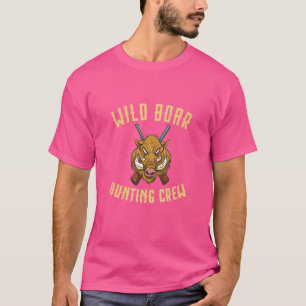 Camiseta Caza de jabalíes salvajes de la tripulación de caz