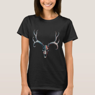 Camiseta Caza de Mule Deer - Bandera Estadounidense En El C