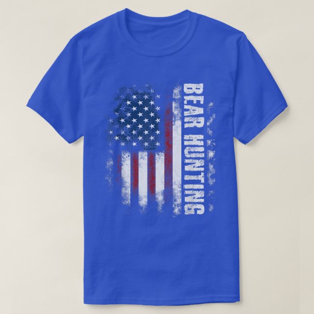 Camiseta Caza de osos Bandera Estadounidense Caza osos (Diseño del anverso)