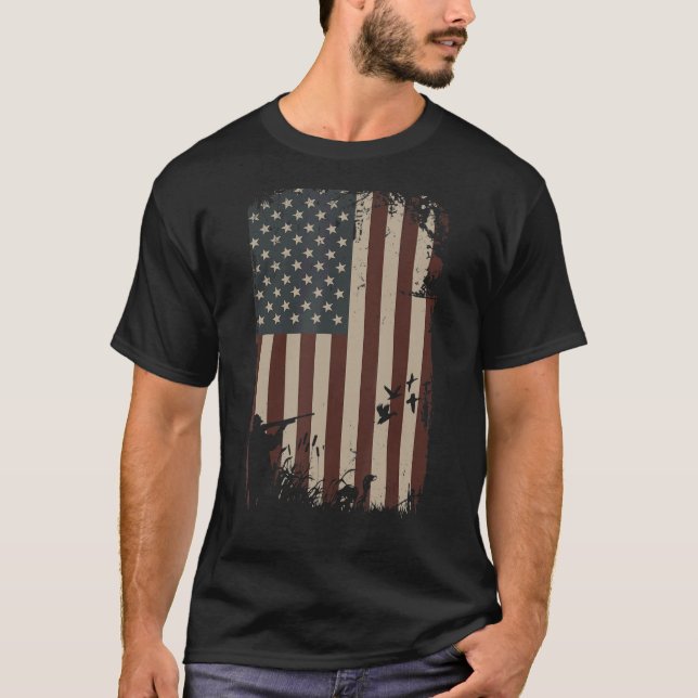 Camiseta Caza de pato Bandera estadounidense Cazadora de co (Anverso)