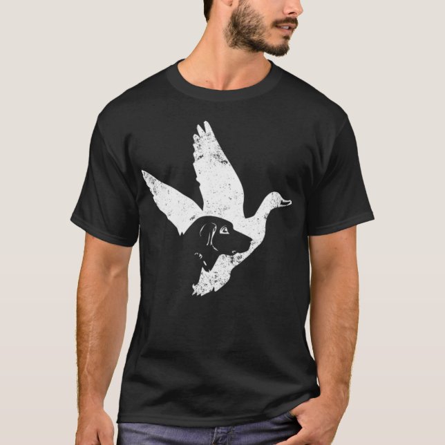 Camiseta Caza de pato Perro Pato Cazador Pato Cazando negro (Anverso)