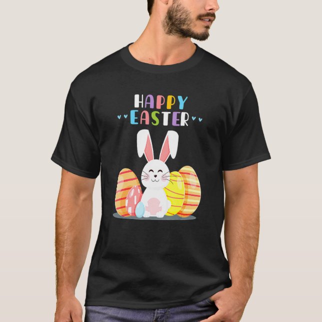 Camiseta Caza de primavera de Bunny Pastel Conejo de Huevos (Anverso)