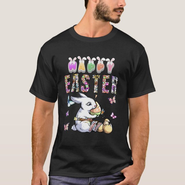 Camiseta Caza de primavera de Bunny Pastel Conejo de Huevos (Anverso)