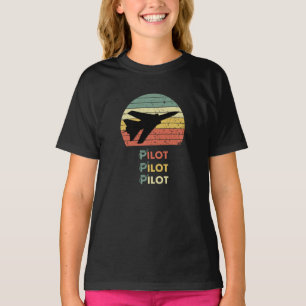 Camiseta Caza de Reacción y Atardecer, Aviación Simple Retr