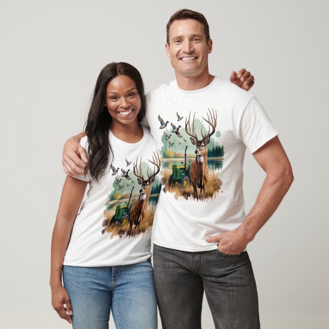 Camiseta Caza de tractores de los pollos de ciervo (Unisexo)