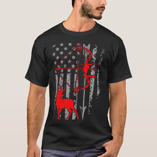 Camiseta Caza de venados Bandera Americana Caza de vacas Pa (Anverso)