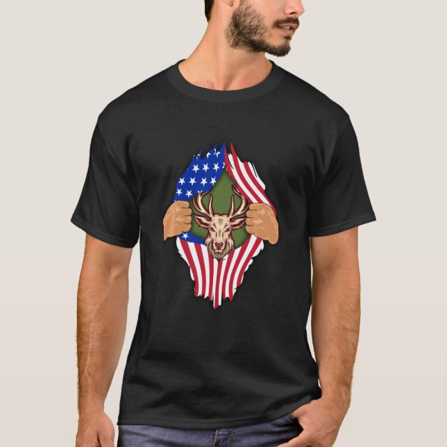 Camiseta Caza De Venados Hombres De La Bandera Estadouniden (Anverso)