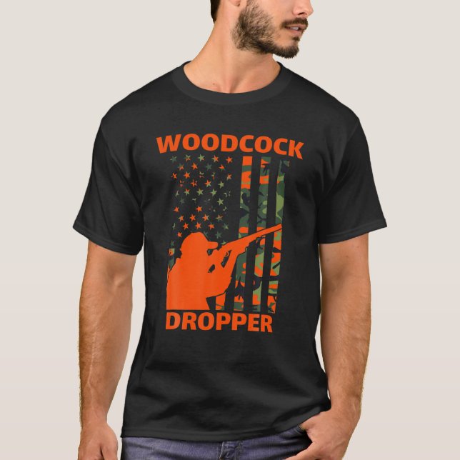 Camiseta Caza de Woodcock Camo Bandera Americana Caza de Pá (Anverso)