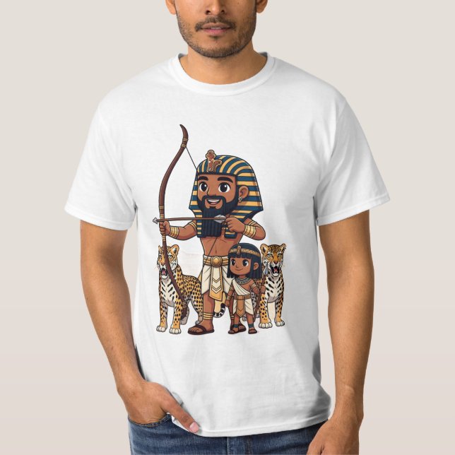 Camiseta Caza del Antiguo Egipto con leopardos (Anverso)