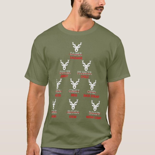 Camiseta Caza divertida de ciervos de árboles de navidad pa (Anverso)
