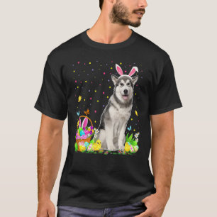 Camiseta Caza divertida de huevos de Pascua Perro Malamute