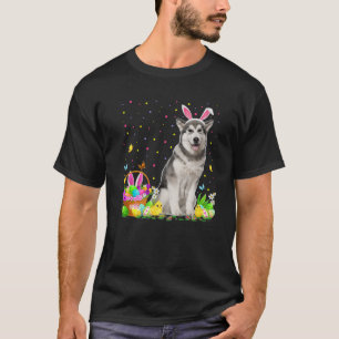 Camiseta Caza divertida de huevos de Pascua Perro Malamute