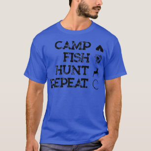Camiseta Caza divertida de peces en campamento repita la pe