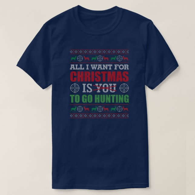 Camiseta Caza divertida de venados Navidades feos Regalo de (Diseño del anverso)