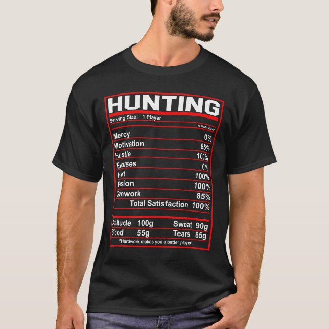 Camiseta Caza divertida Nutrición Hechos Cazador de Anciano (Anverso)