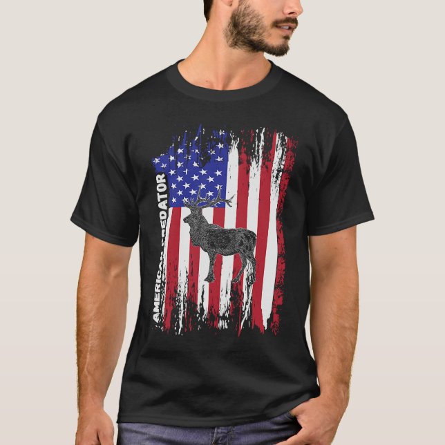 Camiseta Caza ELK de la bandera estadounidense patriótica d (Anverso)