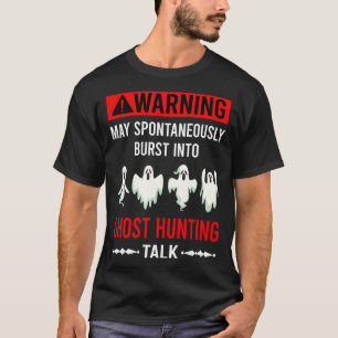 Camiseta Caza fantasma de advertencia roja paranormal