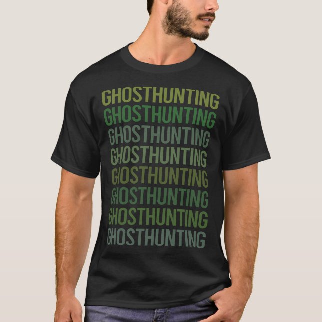 Camiseta Caza fantasma de texto verde paranormal (Anverso)