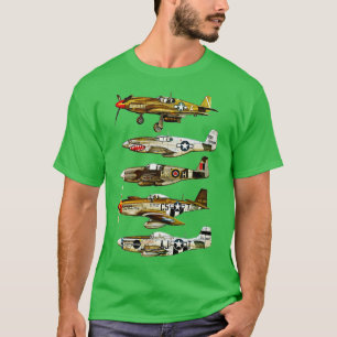 Camiseta Caza norteamericano P51 Mustang de la Segunda Guer