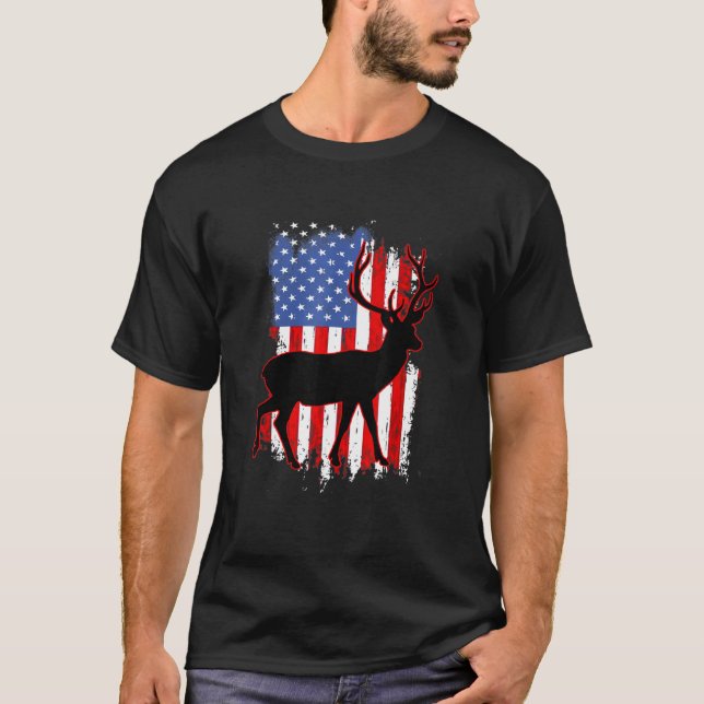 Camiseta Caza Patriótica Caza De Cazadores Deer Bandera Est (Anverso)