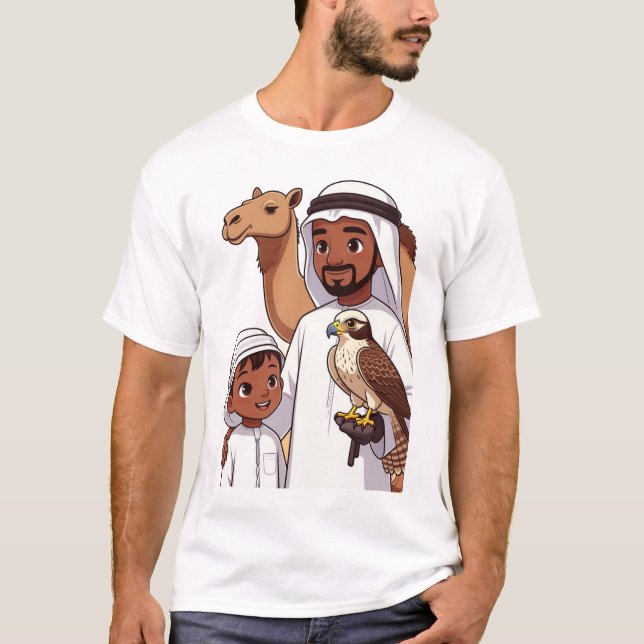 Camiseta Caza tradicional árabe con halcón (Anverso)