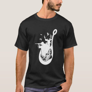 Camiseta Caza y Pesca Anzuelo Ciervo Fauna Naturaleza Pesca