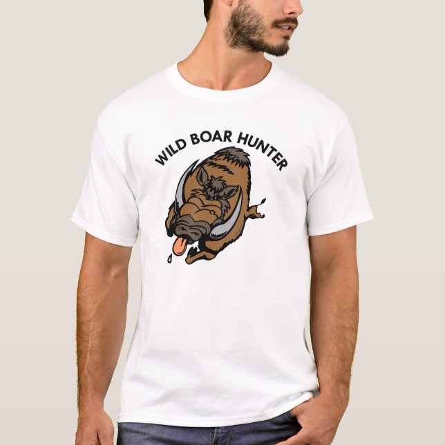 Camiseta Cazador blanco del jabalí (Anverso)