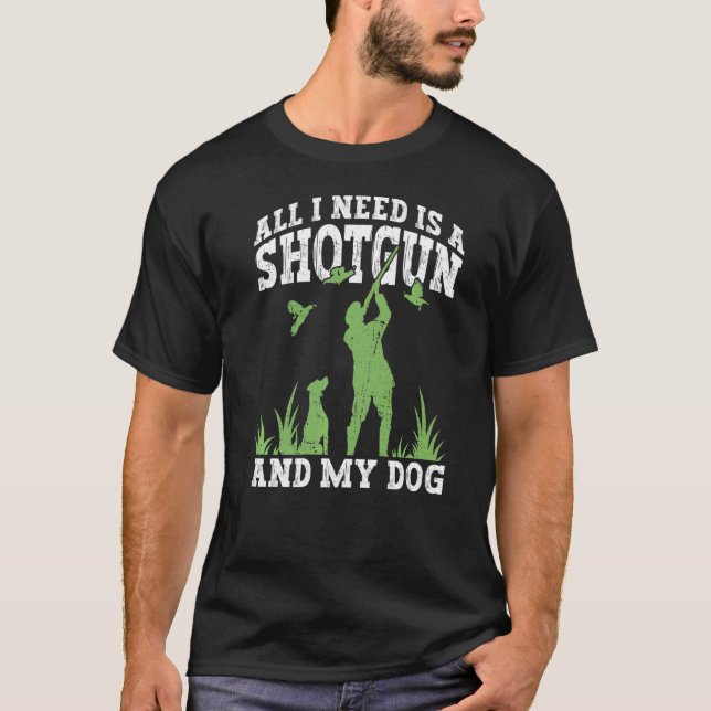 Camiseta Cazador De Calma Con Perro Para Caza De Pájaros En (Anverso)