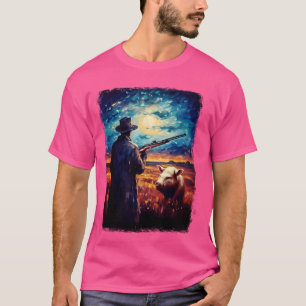 Camiseta Cazador de cerdos Caza de cerdos Pintura de la noc
