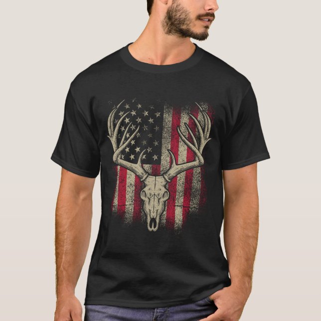 Camiseta Cazador de cráneos de ciervos norteamericanos caza (Anverso)